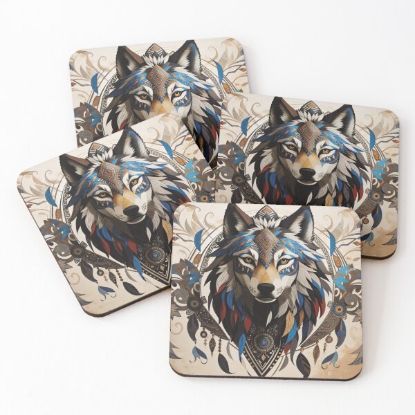 Item preview, Tribal art Wolf designed and sold by Serenelyart.