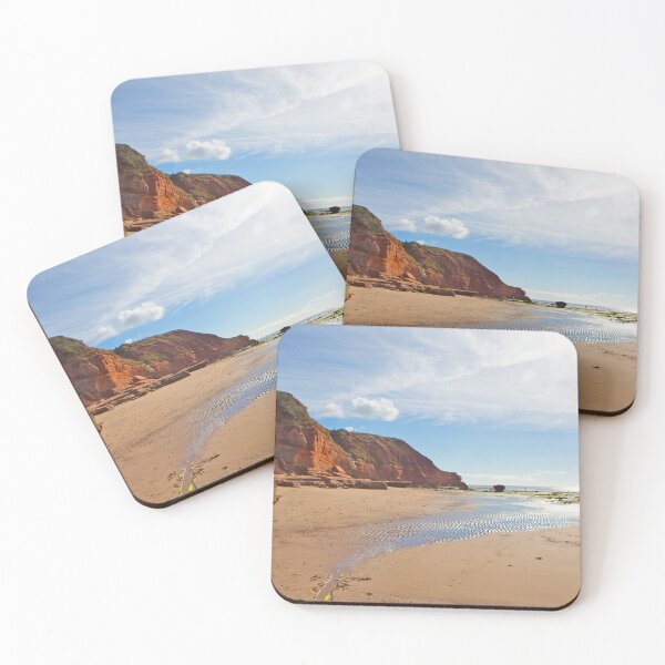 Item preview, Early Morning Sun on Jurassic Cliff Rock Beach designed and sold by NJCArtPhoto.
