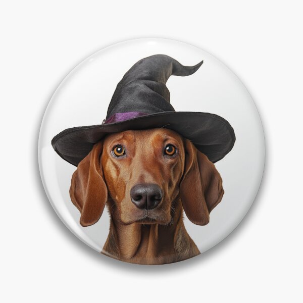 Item preview, Redbone Coonhound dog Wearing Halloween Witch Hat designed and sold by LazyOwlStore.