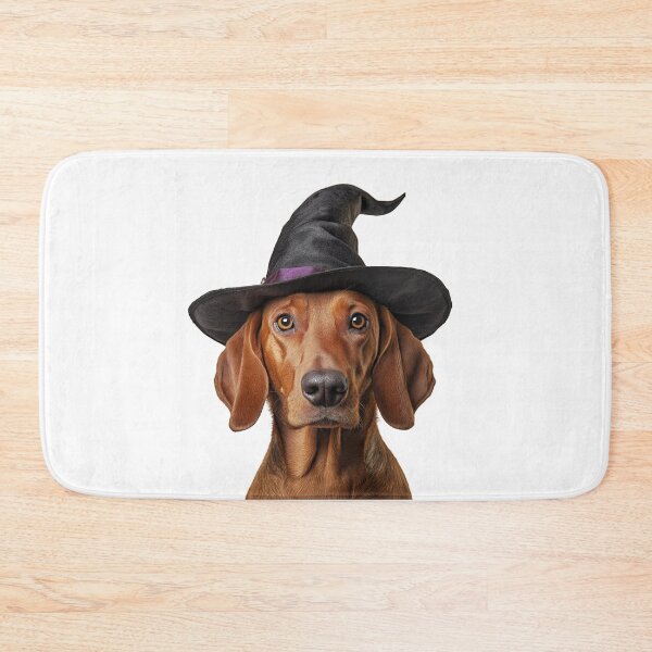 Item preview, Redbone Coonhound dog Wearing Halloween Witch Hat designed and sold by LazyOwlStore.