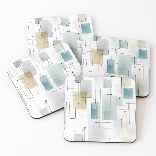 Item preview, Ethereal Geometric Lines with Blue, Beige, and Gray Accents designed and sold by Moisky Patterns.
