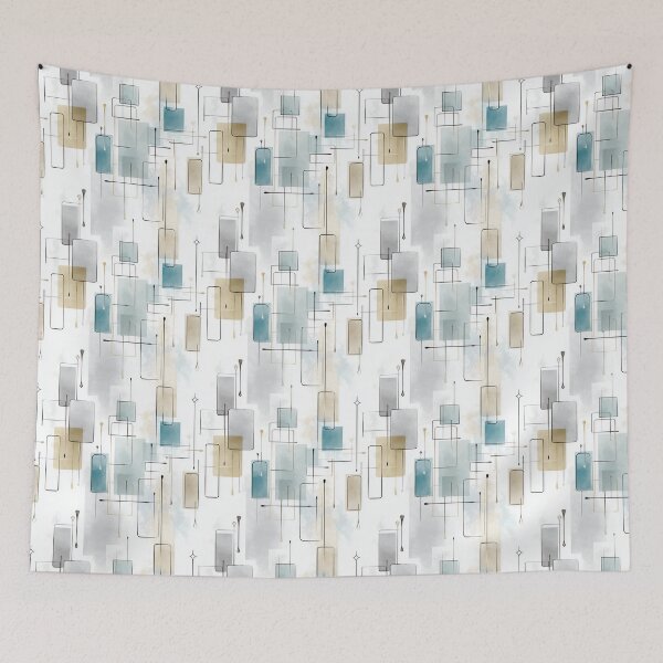 Item preview, Ethereal Geometric Lines with Blue, Beige, and Gray Accents designed and sold by Moisky Patterns.