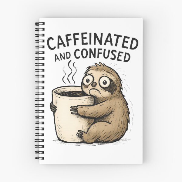 Item preview, Cafeinado y confundido: divertido diseño de caricatura de perezoso con café designed and sold by lamp148.
