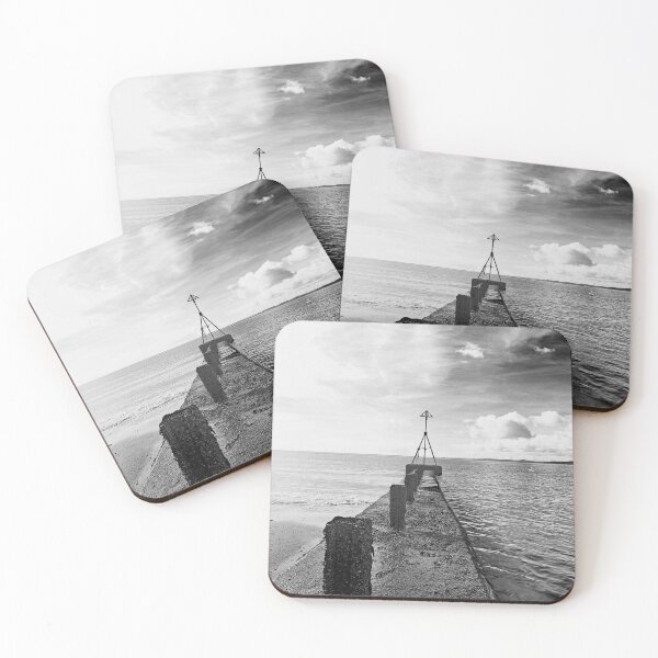 Item preview, Monochrome Beach Groyne in Devon England designed and sold by NJCArtPhoto.