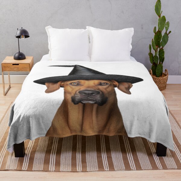 Item preview, Rhodesian Ridgeback dog Wearing Halloween Witch Hat designed and sold by LazyOwlStore.