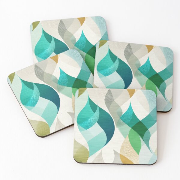 Item preview, Ethereal Organic Waves with Teal, Green, and Beige Layers designed and sold by Moisky Patterns.