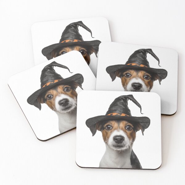 Item preview, Russell Terrier dog Wearing Halloween Witch Hat designed and sold by LazyOwlStore.