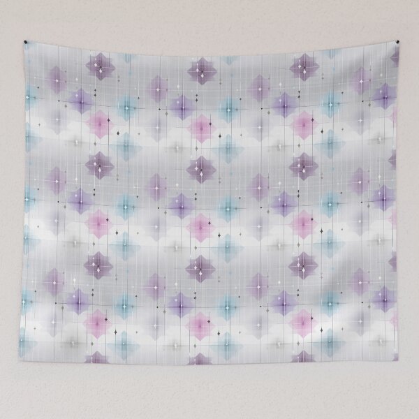 Item preview, Ethereal Starburst Grid with Mauve, Blue, and Gray Accents designed and sold by Moisky Patterns.