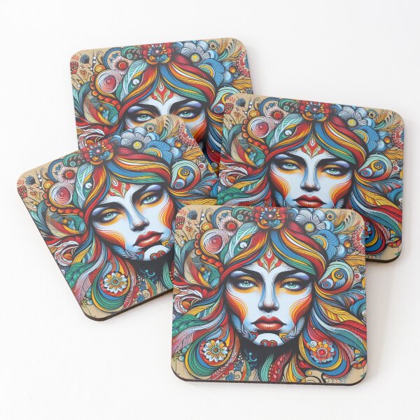 Item preview, Colorful face with ornaments designed and sold by Sigtrix.