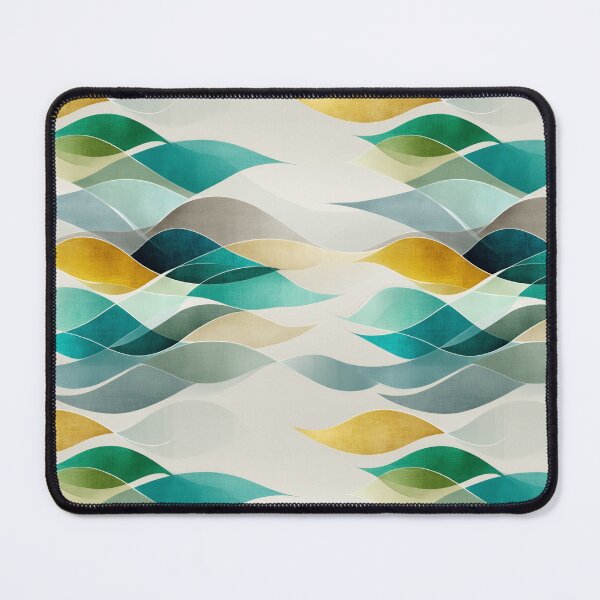 Item preview, Ethereal Flowing Waves with Teal, Gold, and Gray Layers designed and sold by Moisky Patterns.