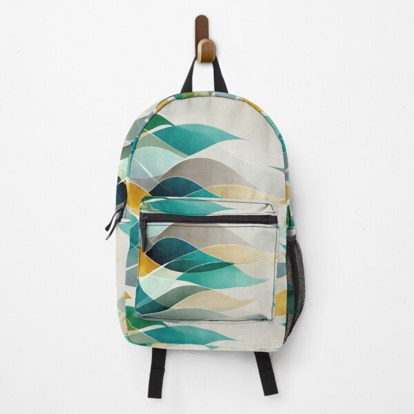 Item preview, Ethereal Flowing Waves with Teal, Gold, and Gray Layers designed and sold by Moisky Patterns.