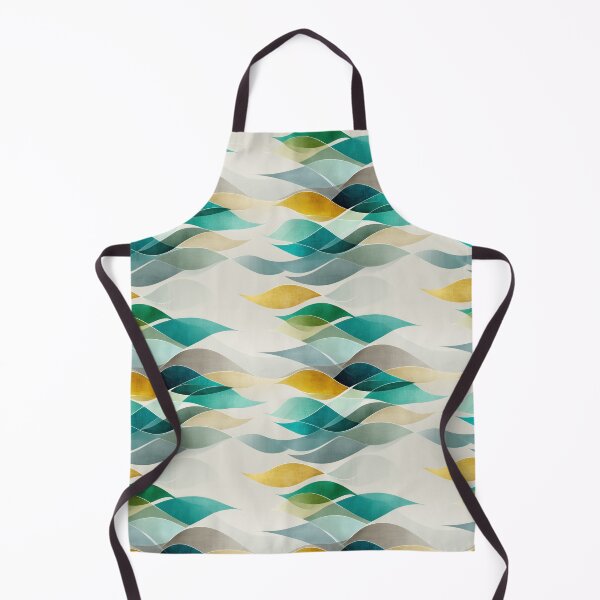 Item preview, Ethereal Flowing Waves with Teal, Gold, and Gray Layers designed and sold by Moisky Patterns.