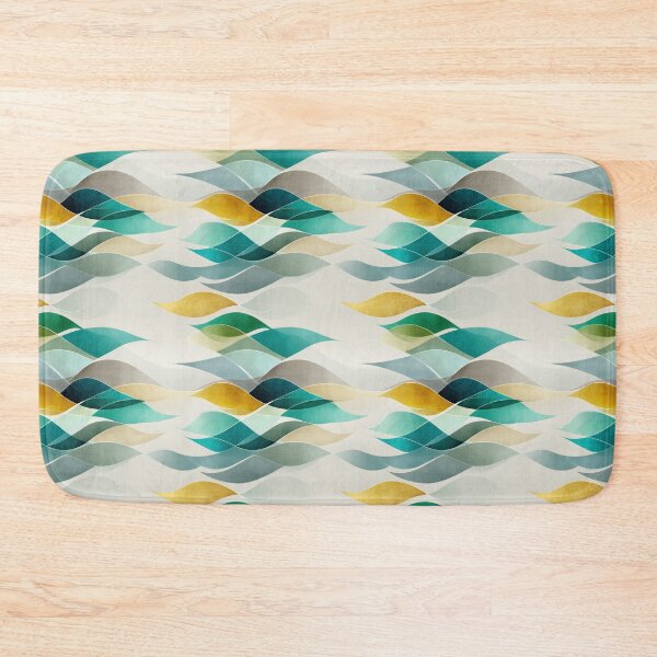 Item preview, Ethereal Flowing Waves with Teal, Gold, and Gray Layers designed and sold by Moisky Patterns.
