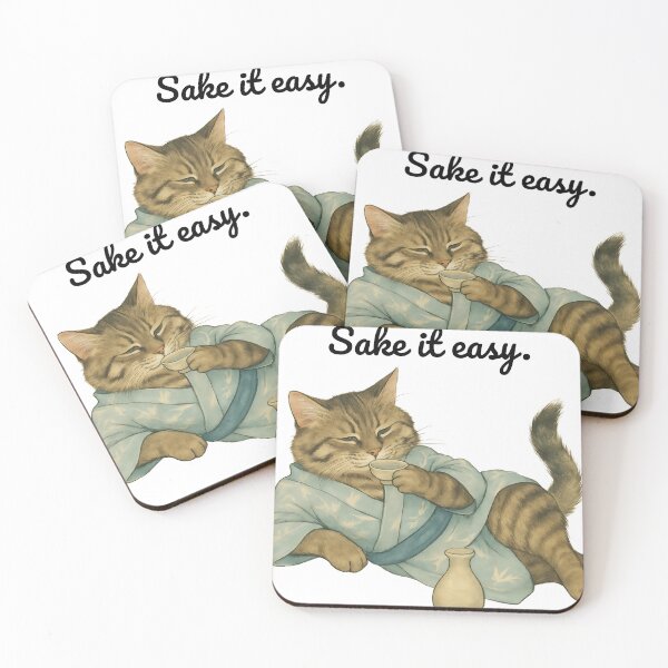 Item preview, Sake It Easy – Chill Like a Cat in a Kimono designed and sold by Zen Cat Studio.