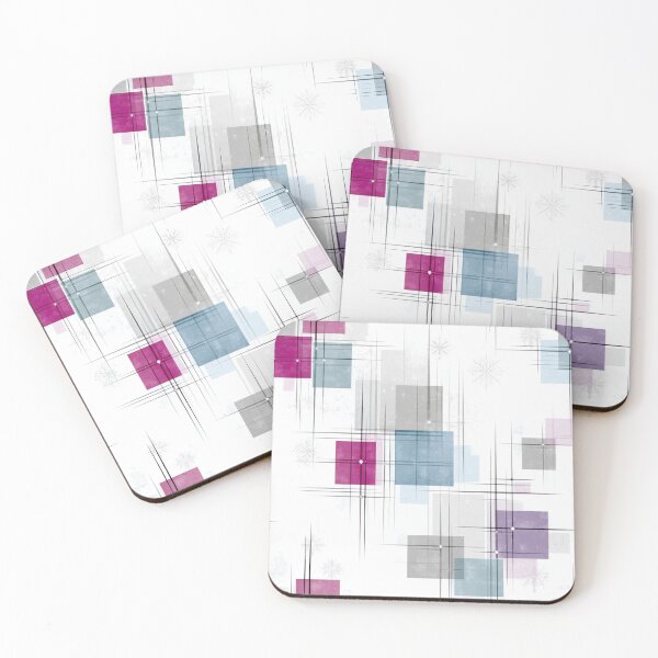 Item preview, Ethereal Geometric Grids with Magenta, Blue, and Gray Squares designed and sold by Moisky Patterns.