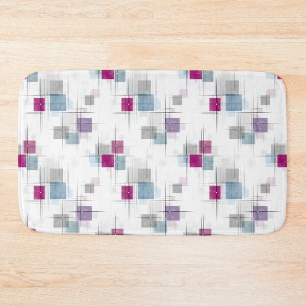 Item preview, Ethereal Geometric Grids with Magenta, Blue, and Gray Squares designed and sold by Moisky Patterns.