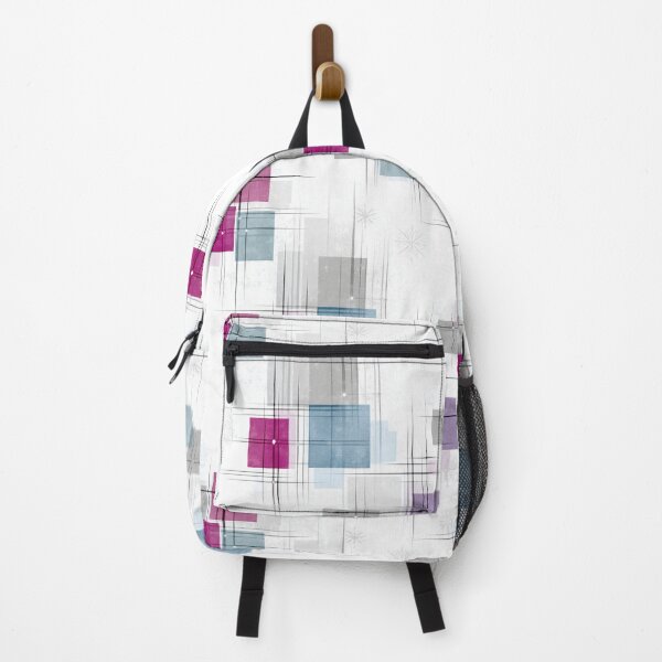 Item preview, Ethereal Geometric Grids with Magenta, Blue, and Gray Squares designed and sold by Moisky Patterns.