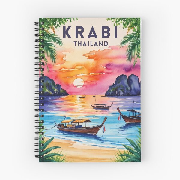 Artikelvorschau, Krabi-Poster, Krabi-Thailand-Wandkunst, Thailand-Aufkleber entworfen und verkauft von Bits & Bops Boutique.