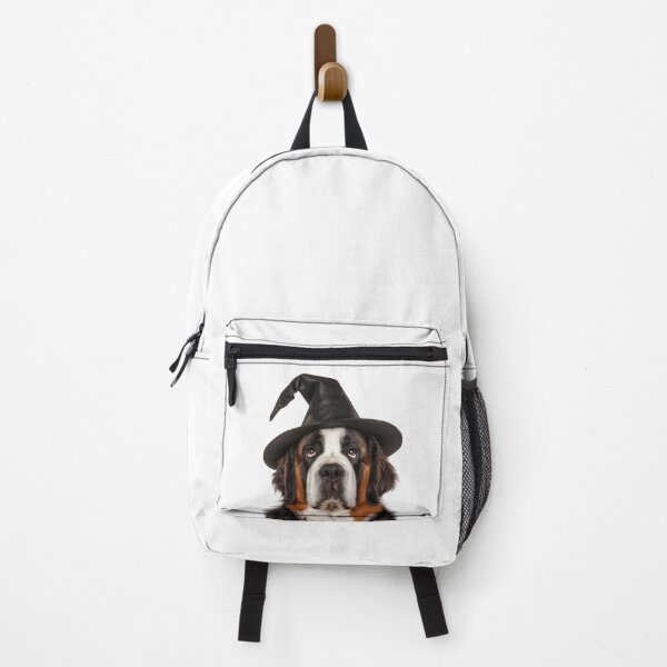 Item preview, Saint Bernard dog Wearing Halloween Witch Hat designed and sold by LazyOwlStore.
