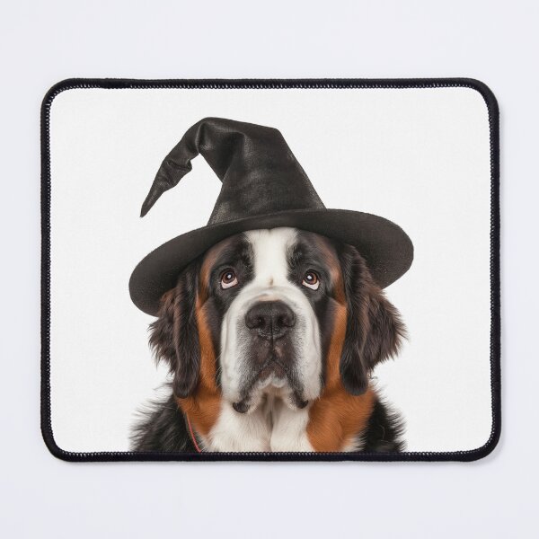 Item preview, Saint Bernard dog Wearing Halloween Witch Hat designed and sold by LazyOwlStore.