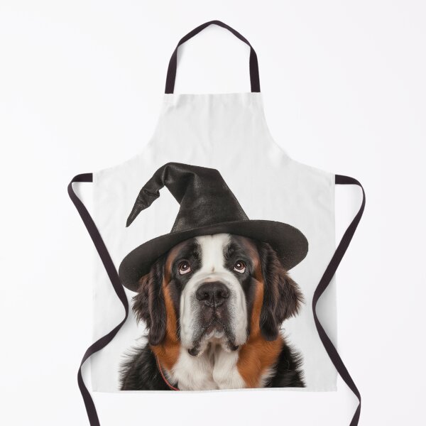 Item preview, Saint Bernard dog Wearing Halloween Witch Hat designed and sold by LazyOwlStore.