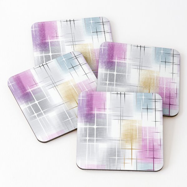 Item preview, Ethereal Starburst Grid with Pink, Gold, and Gray Tones designed and sold by Moisky Patterns.