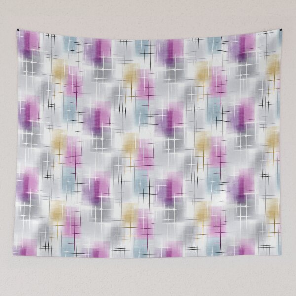Item preview, Ethereal Starburst Grid with Pink, Gold, and Gray Tones designed and sold by Moisky Patterns.