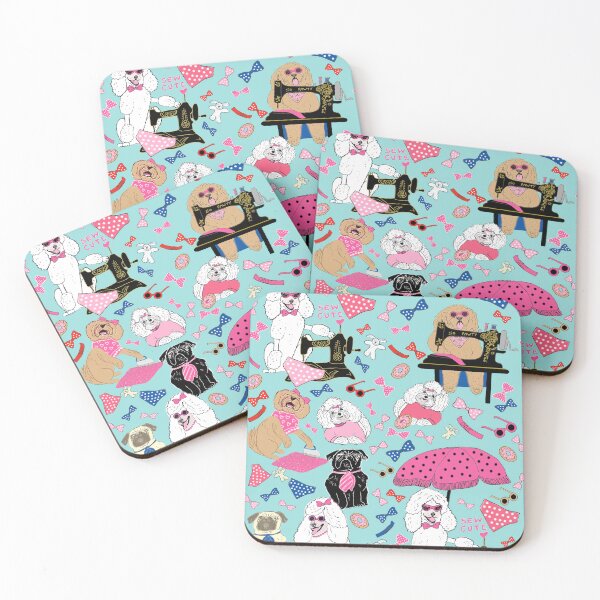 Item preview, Dog Boutique with dogs using vintage sewing machines to sew accessories designed and sold by MagentaRose.