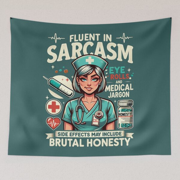 Item preview, Fluent in Sarcasm and Medical Jargon - Funny Nurse Design designed and sold by KZbubble.