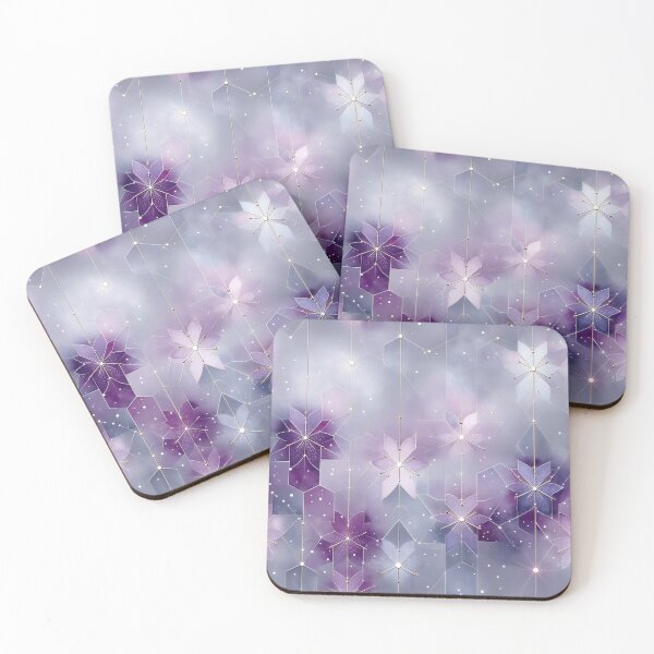 Item preview, Ethereal Floral Geometry with Violet, Gold, and Nebula Tones designed and sold by Moisky Patterns.