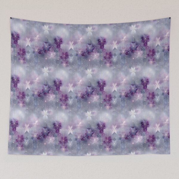 Item preview, Ethereal Floral Geometry with Violet, Gold, and Nebula Tones designed and sold by Moisky Patterns.