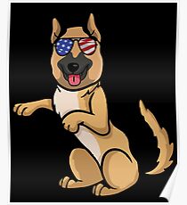 German Shepherd Independence Day 4th of July Poster