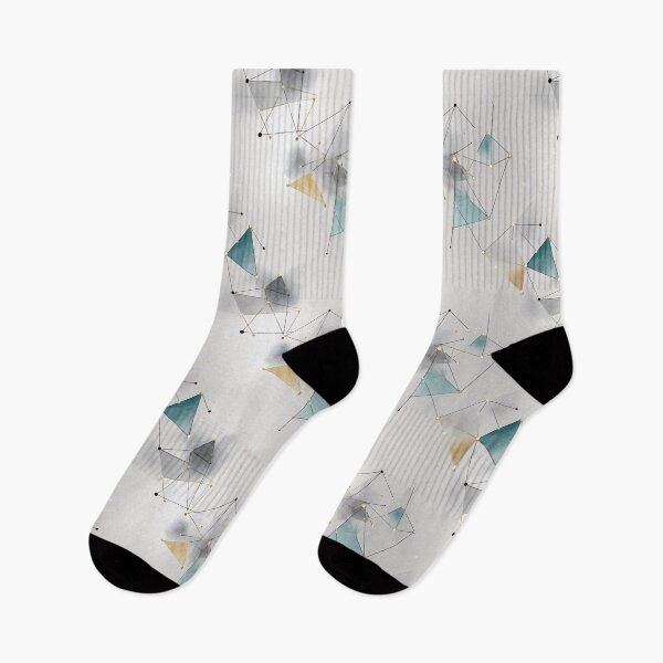 Item preview, Ethereal Geometric Network with Teal, Gold, and Gray Triangles designed and sold by Moisky Patterns.
