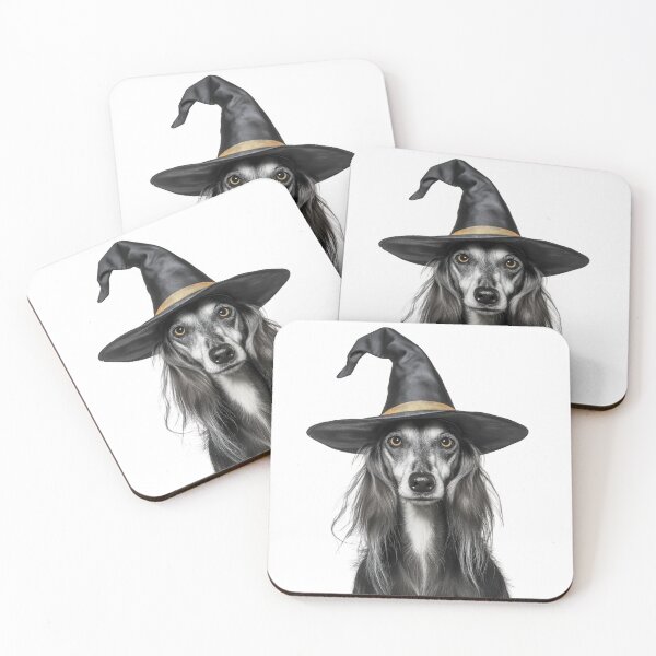 Item preview, Saluki dog Wearing Halloween Witch Hat designed and sold by LazyOwlStore.