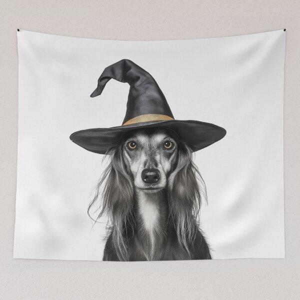 Item preview, Saluki dog Wearing Halloween Witch Hat designed and sold by LazyOwlStore.