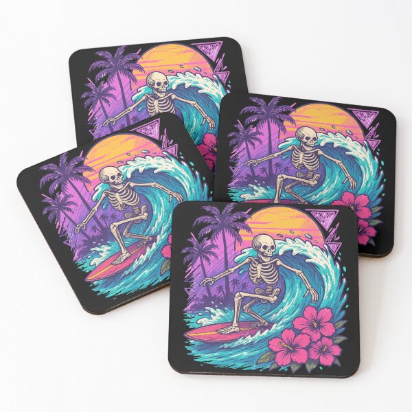 Item preview, Skeleton Surfing Wave Summer Retro designed and sold by TomFrontierArt.