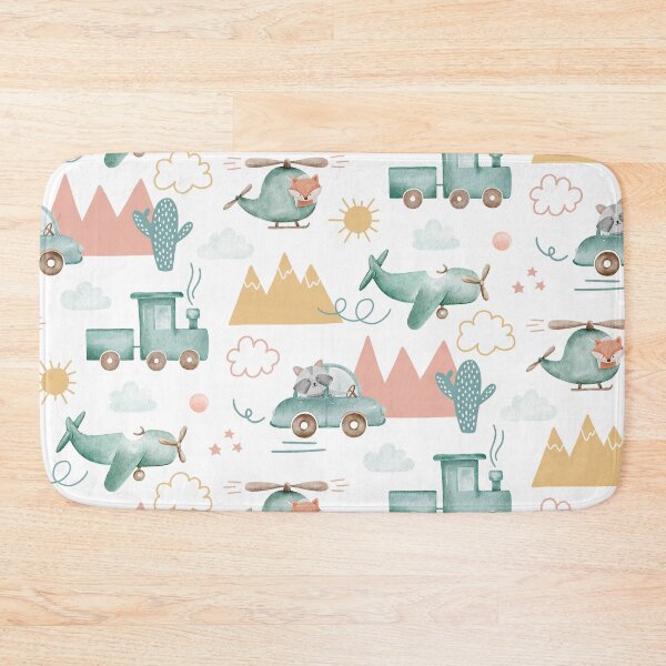 Item preview, Watercolor cute toy transport pattern. Kids baby helicopter plane car and train designed and sold by Remioni.