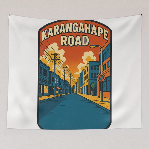 Item preview, Karangahape Road Cityscape New Zealand Retro Art designed and sold by Places On Earth.