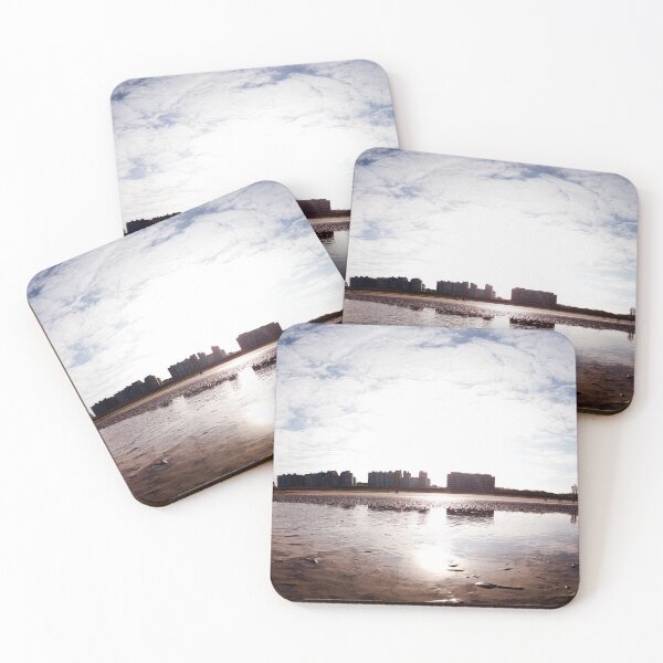 Item preview, Sunlit Beachfront View with Reflections and Skyscraper Silhouettes designed and sold by FotoMahieu.