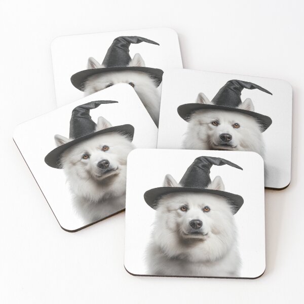 Item preview, Samoyed dog Wearing Halloween Witch Hat designed and sold by LazyOwlStore.