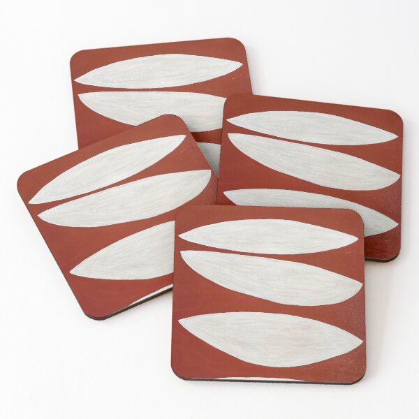 Item preview, Bordeaux background and white abstract fish designed and sold by Ducovny.