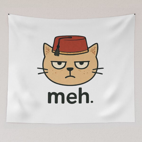 Item preview, Too Cool to Care - Grumpy Cat in a Moroccan Hat designed and sold by fusiondesignsstudio.