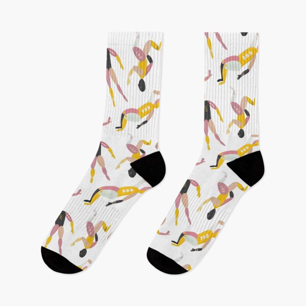 Item preview, Geometric abstract people action. Yellow pink and black flat modern figure pattern designed and sold by Remioni.