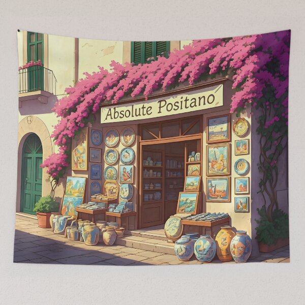 Item preview, Positano, Italy: Summer Day at a Charming Tourist Shop designed and sold by LSVart.