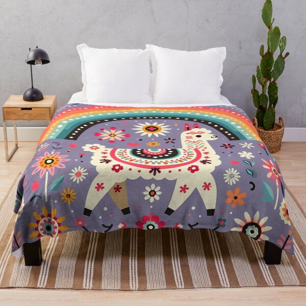 Item preview, Scandinavian Folk Art Alpaca – Whimsical Rainbow Garden by heidiannemorris designed and sold by FOLK ART FUSION by heidiannemorris.