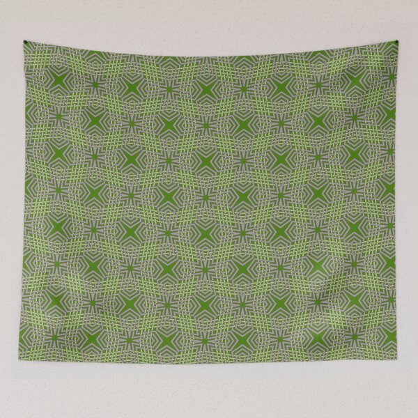 Item preview, Green Stars - Islamic Geometric Interlocking Pattern designed and sold by Tarjiart.