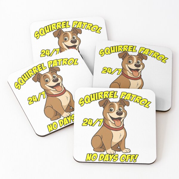 Item preview, Squirrel Patrol 24/7 – Funny Pitbull Cartoon Dog Illustration designed and sold by TMPender.