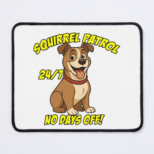 Item preview, Squirrel Patrol 24/7 – Funny Pitbull Cartoon Dog Illustration designed and sold by TMPender.