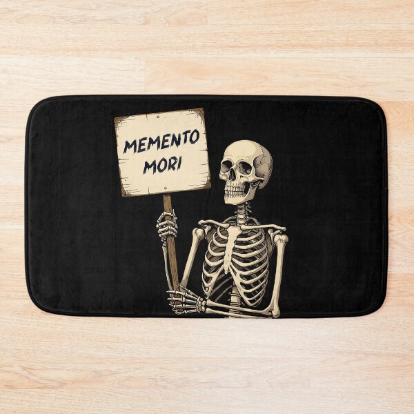 Item preview, Skelly the skeleton holding Memento Mori sign designed and sold by Relatable Tees.