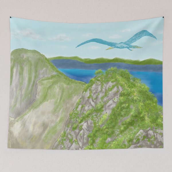 Item preview, A volcano lake and an ancient bird  designed and sold by greenPQBstudio.